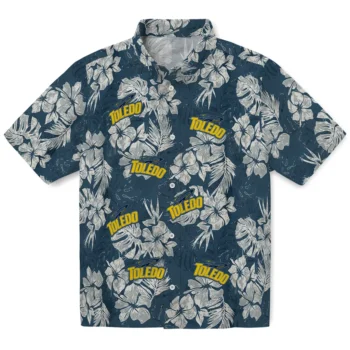 toledo rockets hibiscus flowers navy blue hawaiian shirts best selling