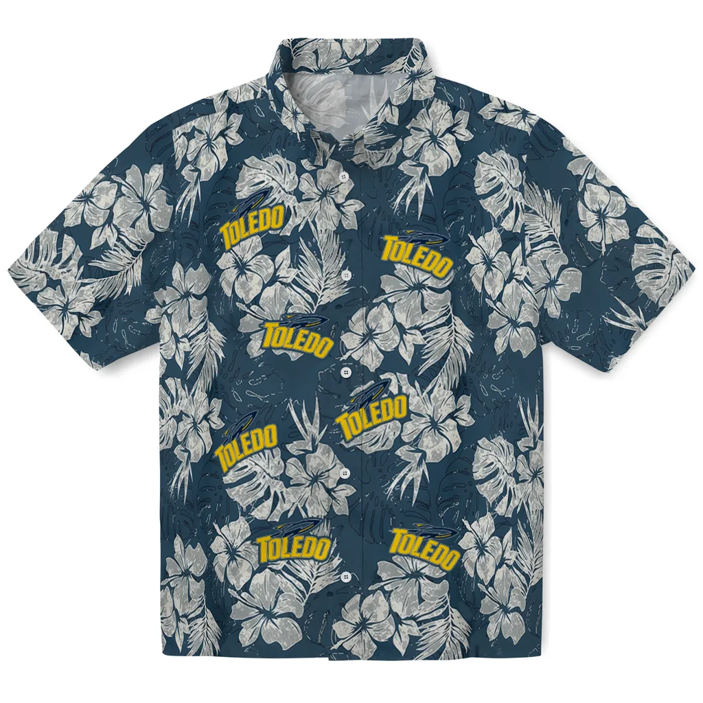 Toledo Rockets Hawaiian Shirt - Hibiscus Flowers toledo rockets hibiscus flowers navy blue hawaiian shirts best selling