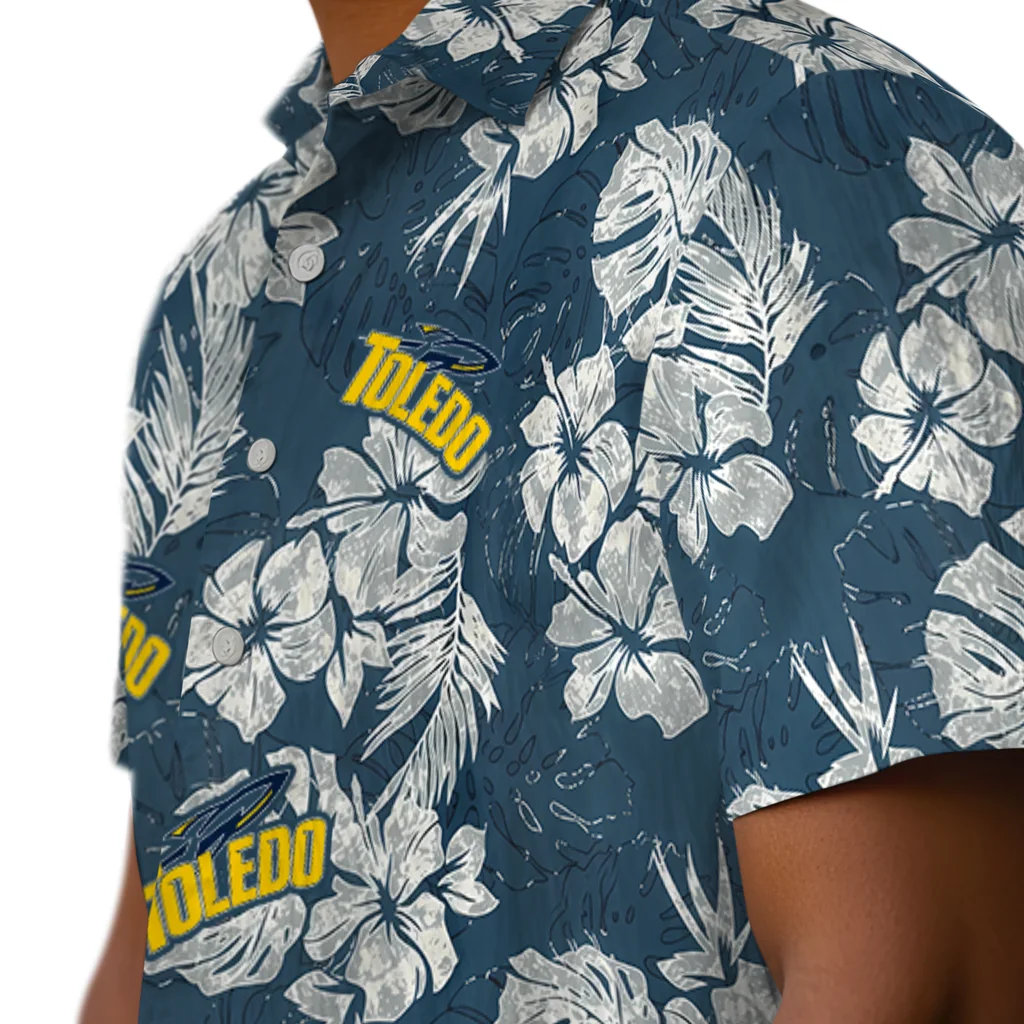 Toledo Rockets Hawaiian Shirt - Hibiscus Flowers toledo rockets hibiscus flowers navy blue hawaiian shirts trendy