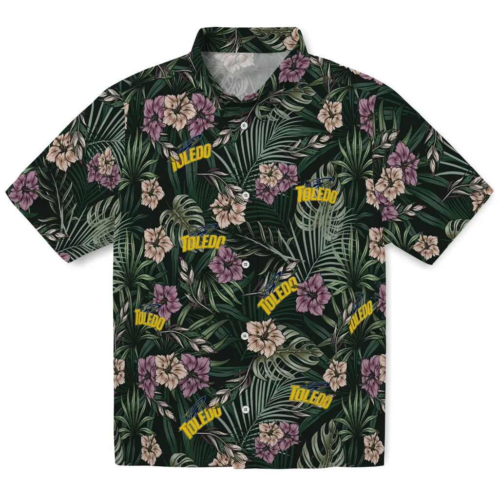 Toledo Rockets Hawaiian Shirt - Hibiscus Leaves Pattern toledo rockets hibiscus leaves pattern green hawaiian shirts best selling
