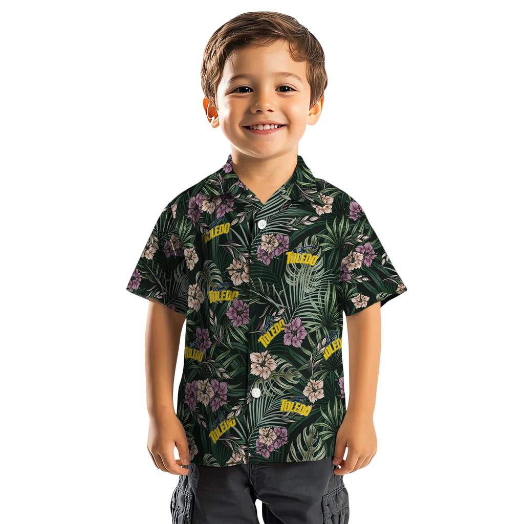 Toledo Rockets Hawaiian Shirt - Hibiscus Leaves Pattern toledo rockets hibiscus leaves pattern green hawaiian shirts top rated