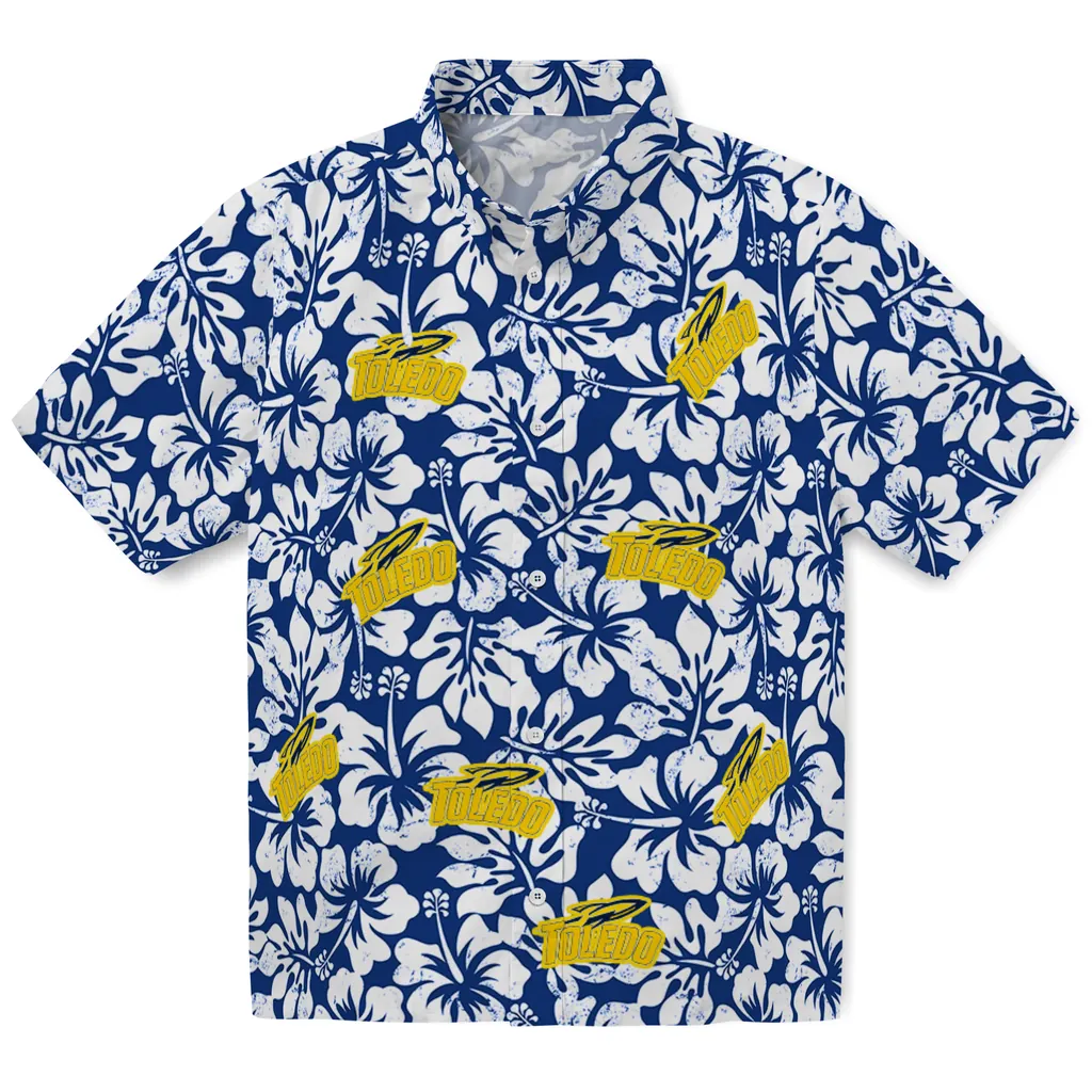 Toledo Rockets Hawaiian Shirt - Hibiscus Motif toledo rockets hibiscus motif blue white hawaiian shirts best selling