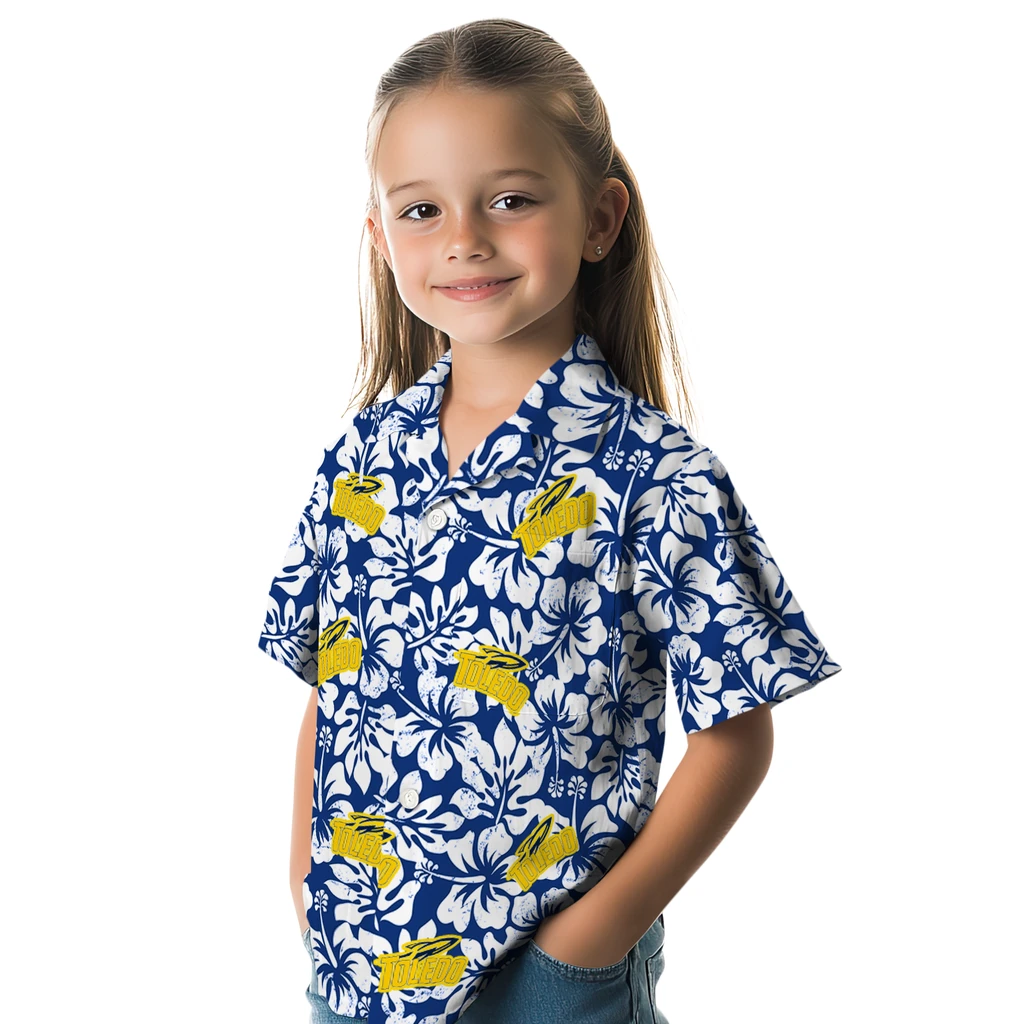 Toledo Rockets Hawaiian Shirt - Hibiscus Motif toledo rockets hibiscus motif blue white hawaiian shirts premium grade