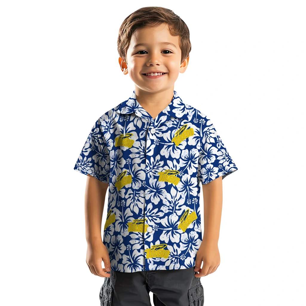 Toledo Rockets Hawaiian Shirt - Hibiscus Motif toledo rockets hibiscus motif blue white hawaiian shirts top rated