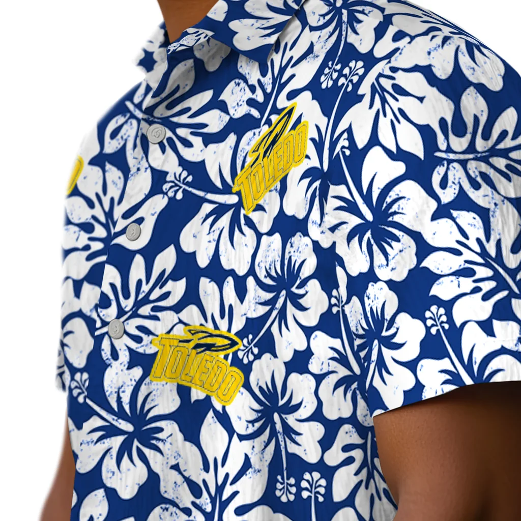 Toledo Rockets Hawaiian Shirt - Hibiscus Motif toledo rockets hibiscus motif blue white hawaiian shirts trendy