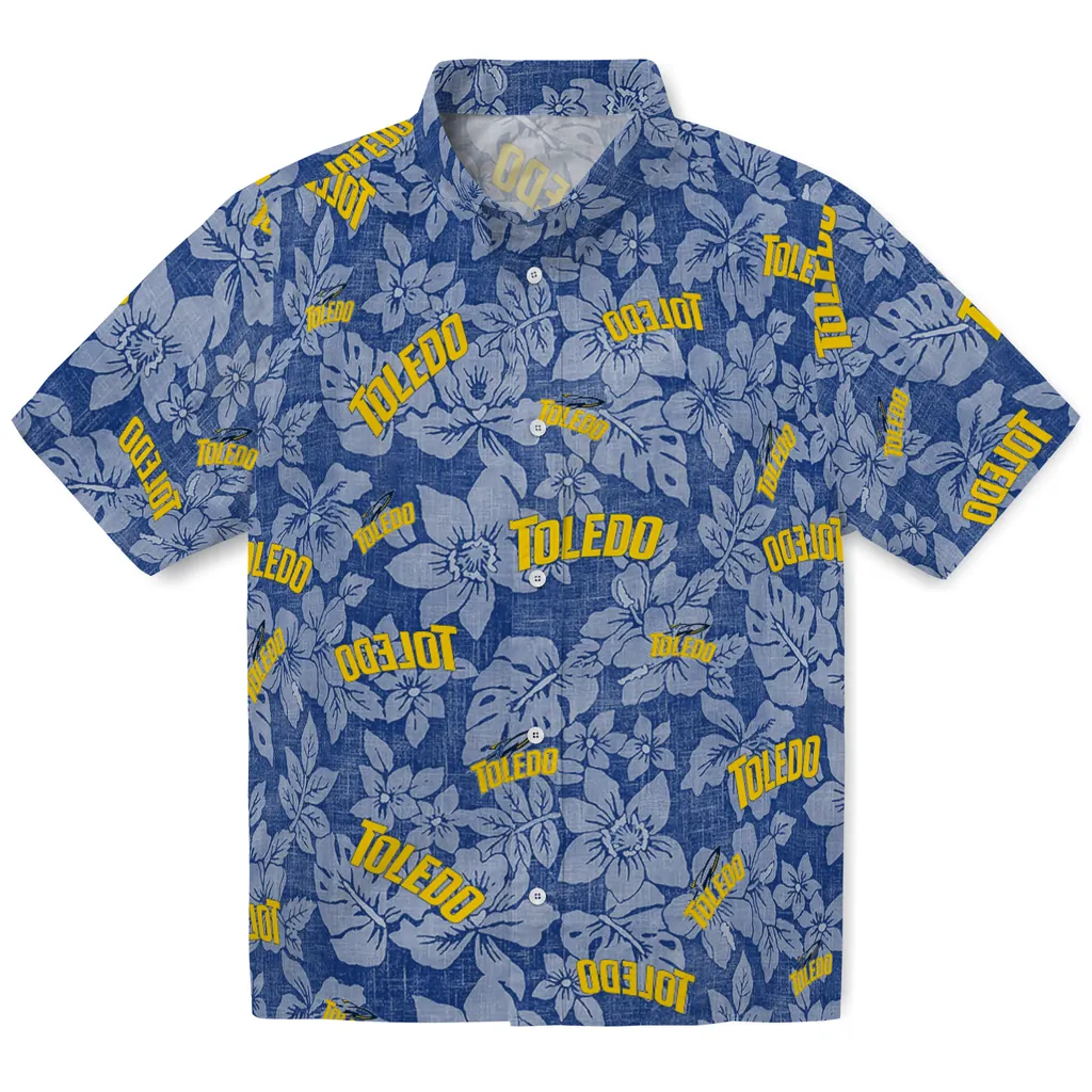 Toledo Rockets Hawaiian Shirt - Hibiscus Oasis toledo rockets hibiscus oasis blue hawaiian shirts best selling
