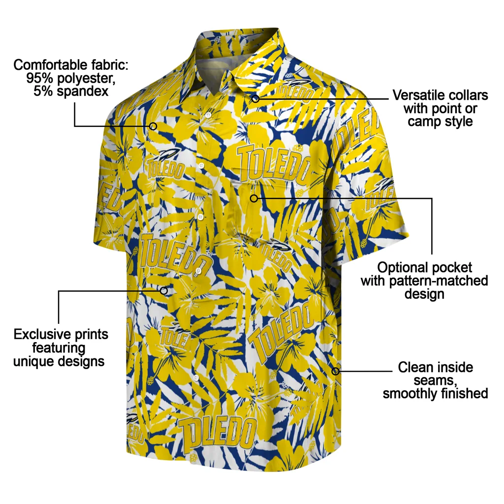 Toledo Rockets Hawaiian Shirt - Hibiscus Overlay toledo rockets hibiscus overlay hawaiian shirts new arrival