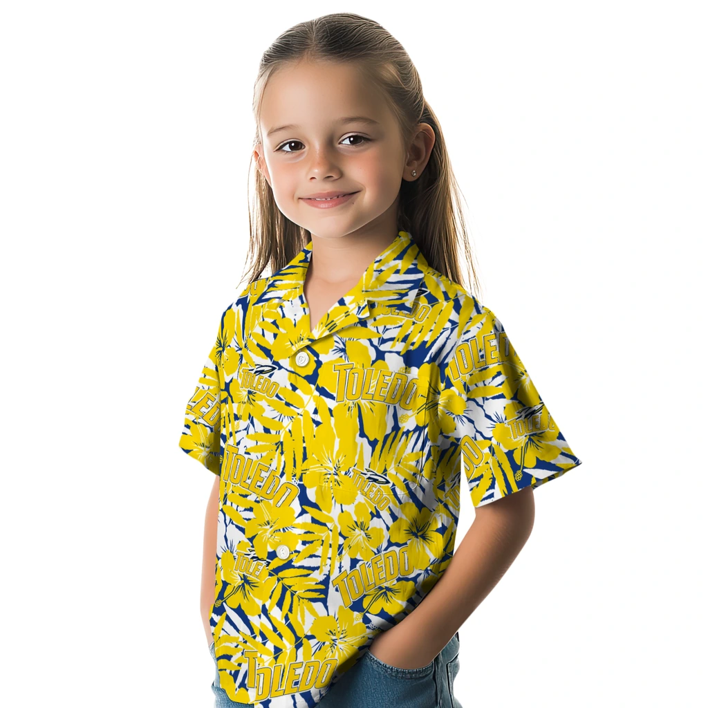 Toledo Rockets Hawaiian Shirt - Hibiscus Overlay toledo rockets hibiscus overlay hawaiian shirts premium grade