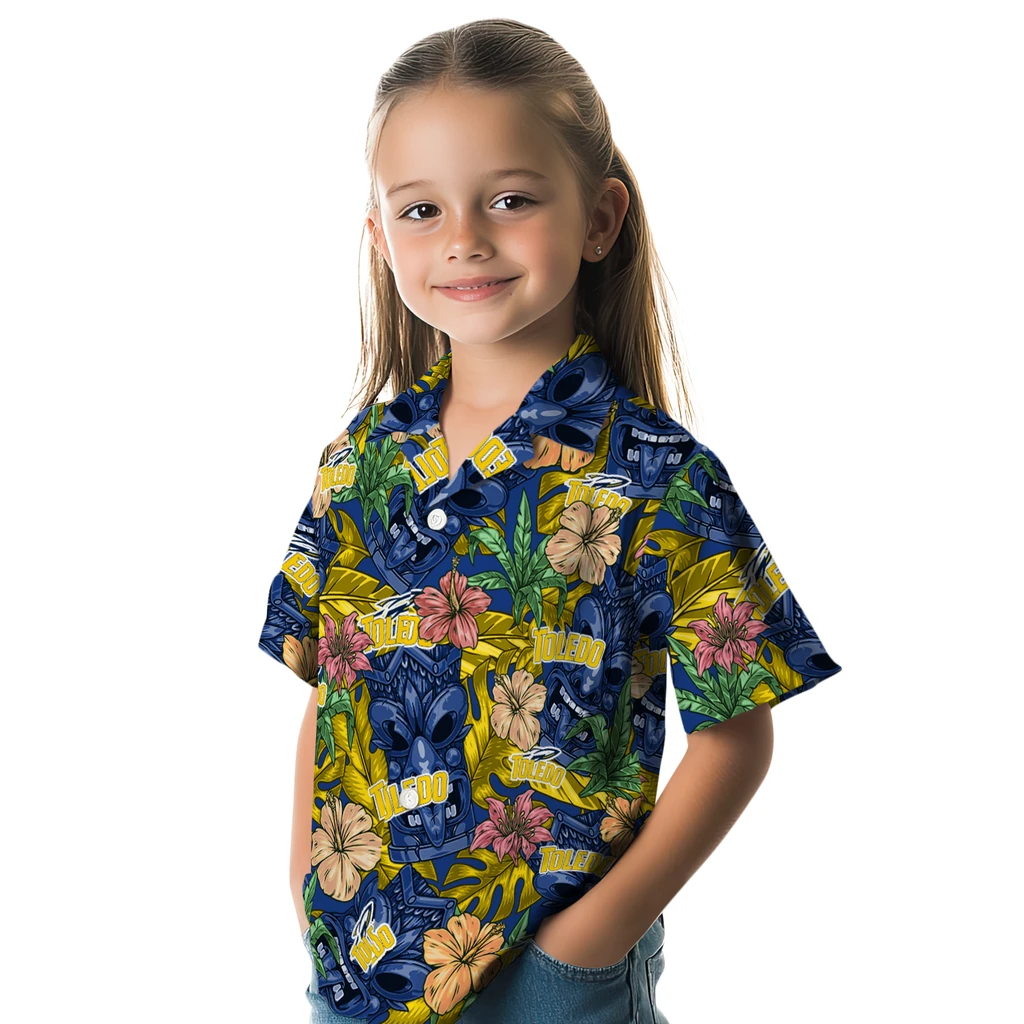 Toledo Rockets Hawaiian Shirt - Hibiscus Tiki Jungle toledo rockets tiki jungle blue hawaiian shirts premium grade