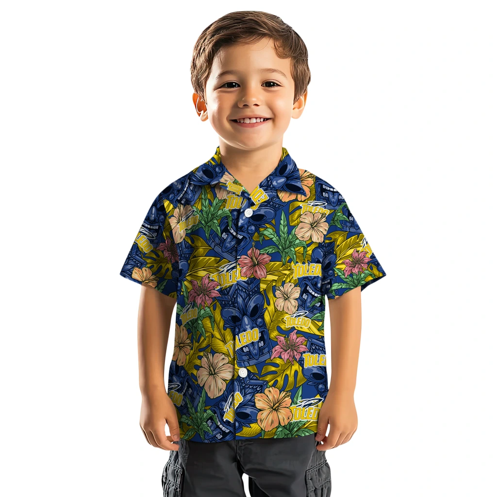 Toledo Rockets Hawaiian Shirt - Hibiscus Tiki Jungle toledo rockets tiki jungle blue hawaiian shirts top rated