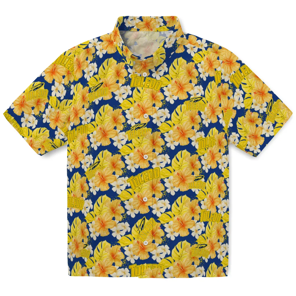 Toledo Rockets Hawaiian Shirt - Hibiscus Tropics toledo rockets hibiscus tropics blue yellow hawaiian shirts best selling