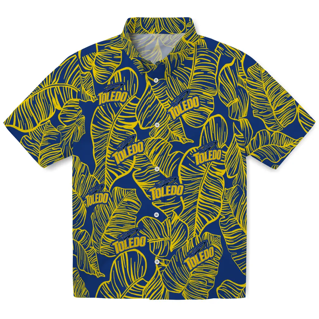 Toledo Rockets Hawaiian Shirt - Leaf Outline toledo rockets leaf outline blue hawaiian shirts best selling
