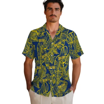 toledo rockets leaf outline blue hawaiian shirts fashion forward