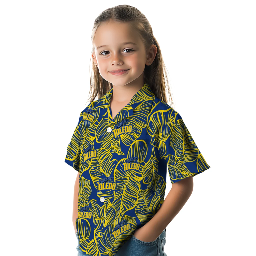 Toledo Rockets Hawaiian Shirt - Leaf Outline toledo rockets leaf outline blue hawaiian shirts premium grade