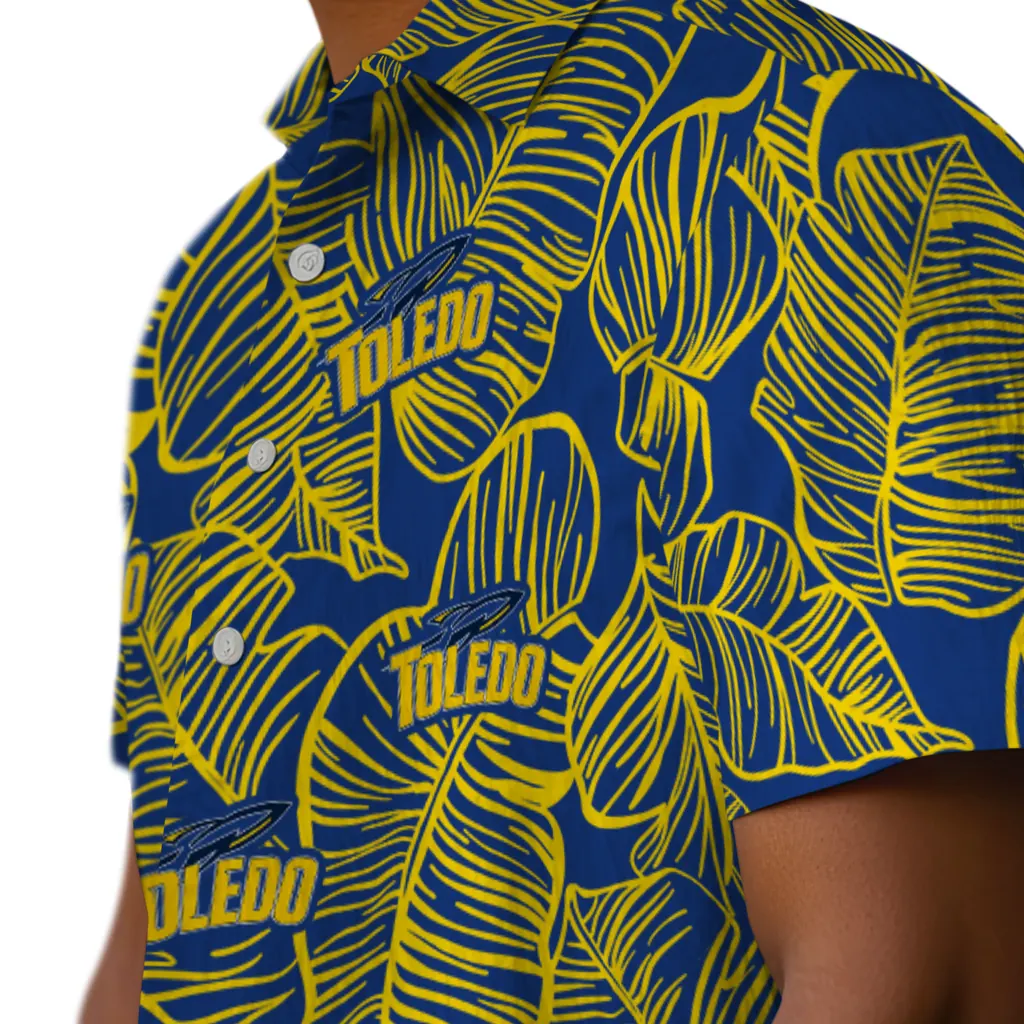 Toledo Rockets Hawaiian Shirt - Leaf Outline toledo rockets leaf outline blue hawaiian shirts trendy