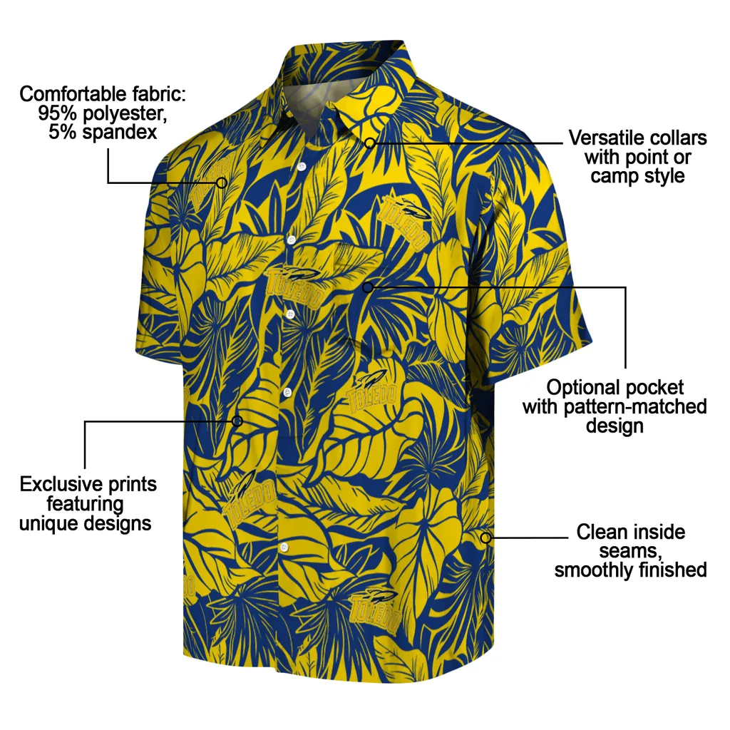 Toledo Rockets Hawaiian Shirt - Monstera Layer toledo rockets monstera layer blue hawaiian shirts new arrival