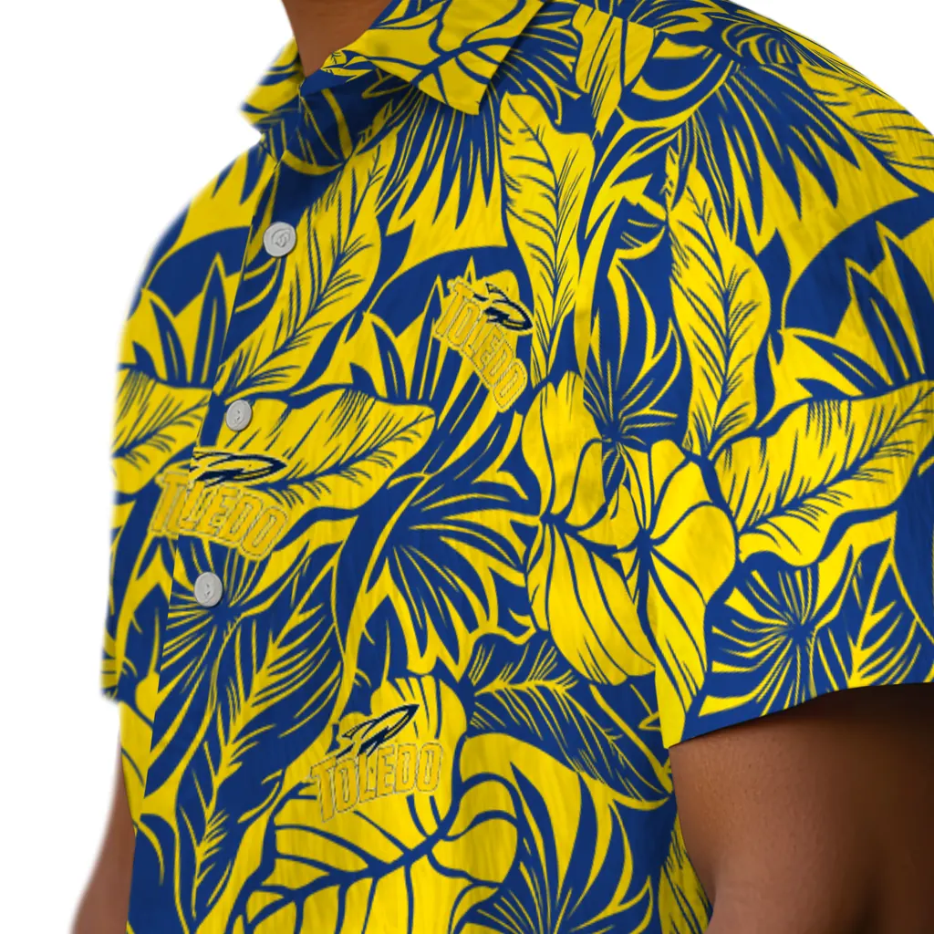 Toledo Rockets Hawaiian Shirt - Monstera Layer toledo rockets monstera layer blue hawaiian shirts trendy