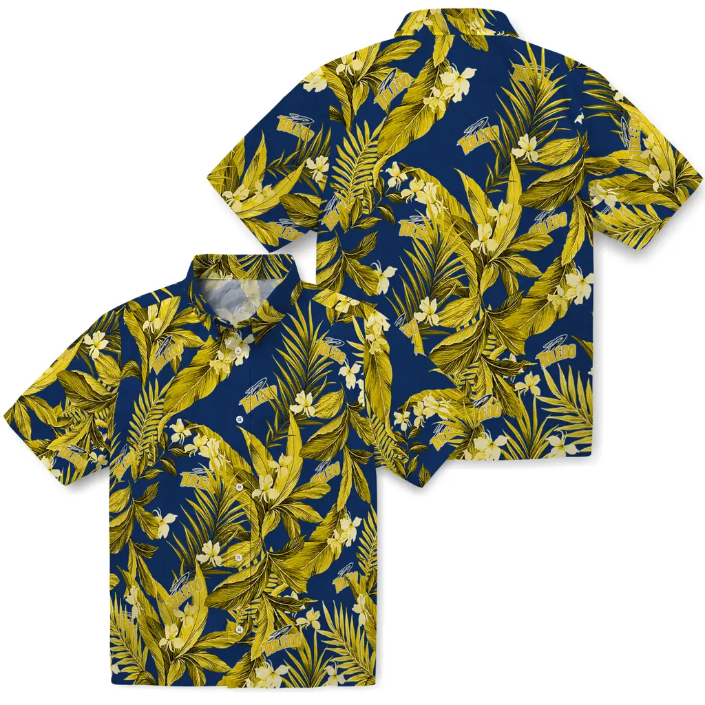 Toledo Rockets Hawaiian Shirt - Palm Leaves toledo rockets palm leaves blue hawaiian shirts high quality