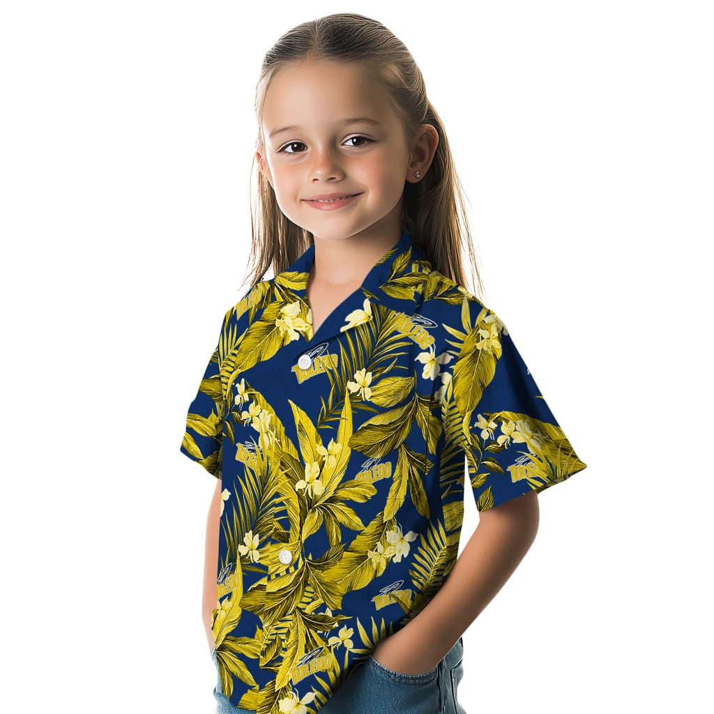 Toledo Rockets Hawaiian Shirt - Palm Leaves toledo rockets palm leaves blue hawaiian shirts premium grade