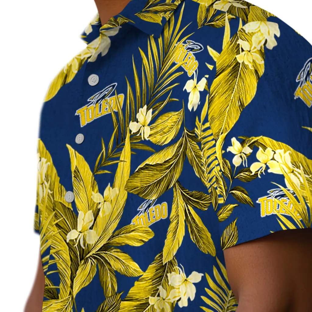 Toledo Rockets Hawaiian Shirt - Palm Leaves toledo rockets palm leaves blue hawaiian shirts trendy