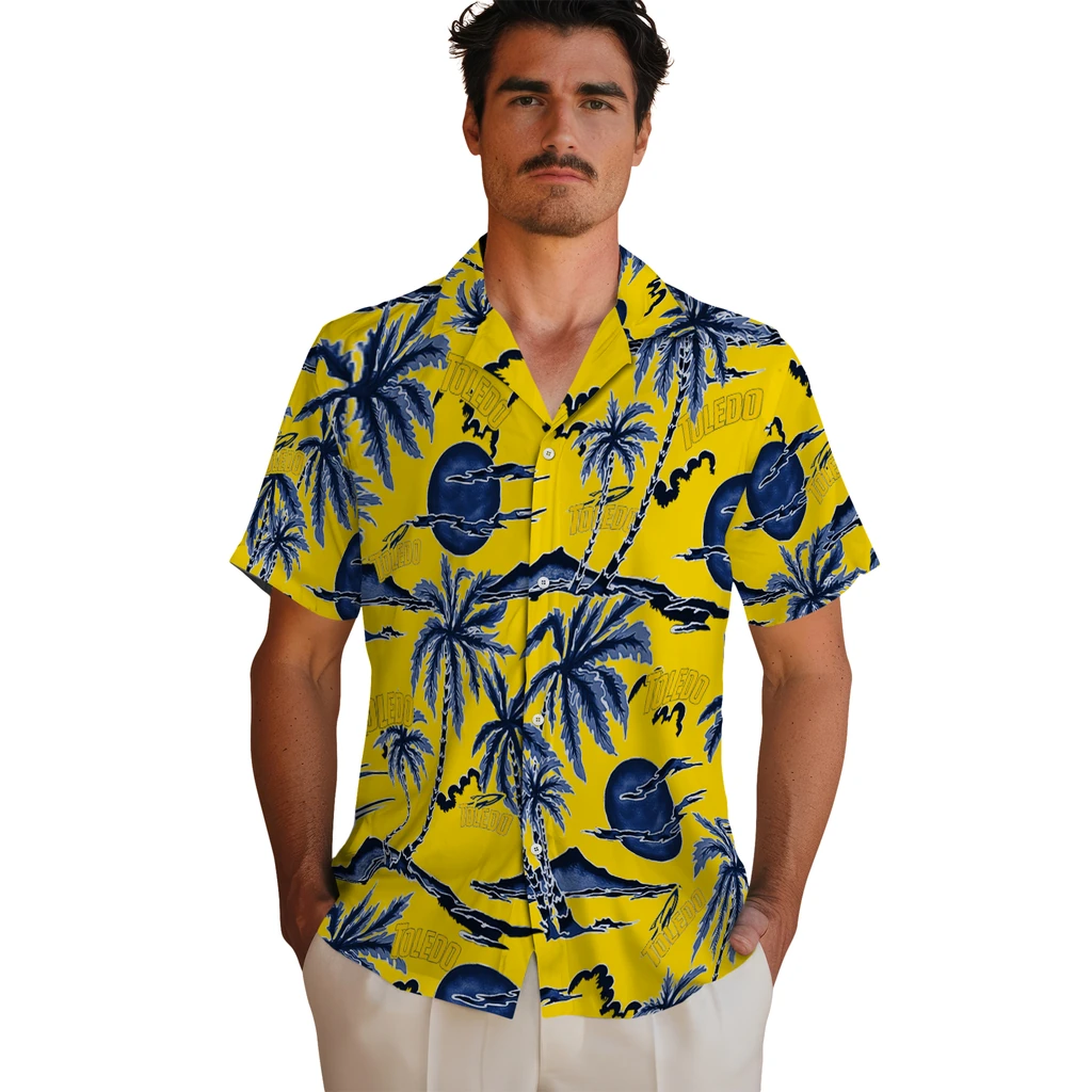 Toledo Rockets Hawaiian Shirt - Palm Sunset toledo rockets palm sunset hawaiian shirts fashion forward