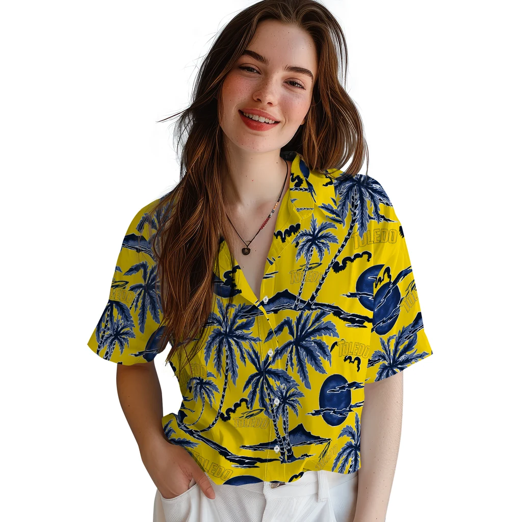 Toledo Rockets Hawaiian Shirt - Palm Sunset toledo rockets palm sunset hawaiian shirts latest model