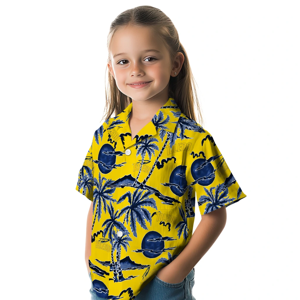 Toledo Rockets Hawaiian Shirt - Palm Sunset toledo rockets palm sunset hawaiian shirts premium grade