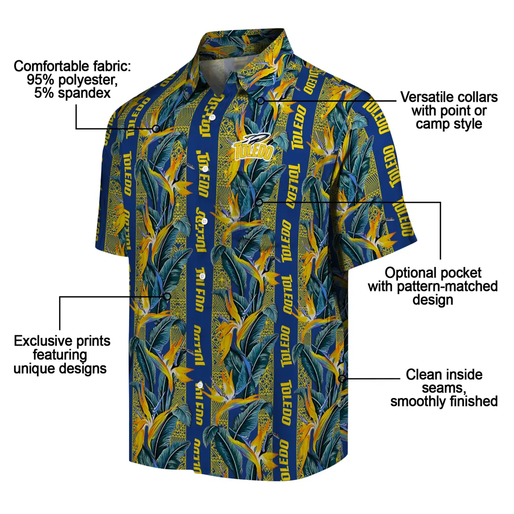Toledo Rockets Hawaiian Shirt - Paradise Vines toledo rockets paradise vines blue hawaiian shirts new arrival