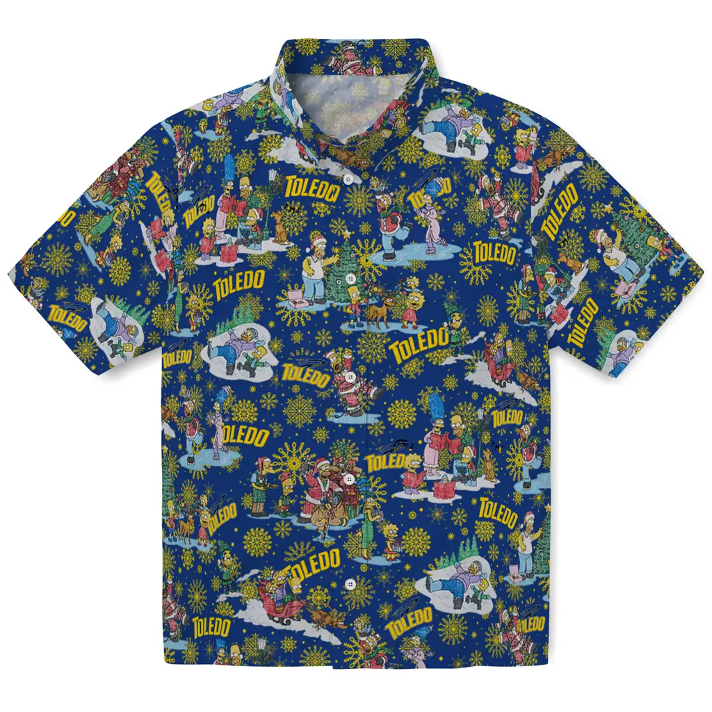 Toledo Rockets Hawaiian Shirt - Simpsons Christmas toledo rockets simpsons christmas blue hawaiian shirts best selling