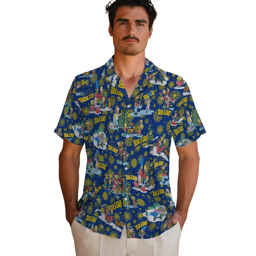 Toledo Rockets Hawaiian Shirt - Simpsons Christmas toledo rockets simpsons christmas blue hawaiian shirts fashion forward