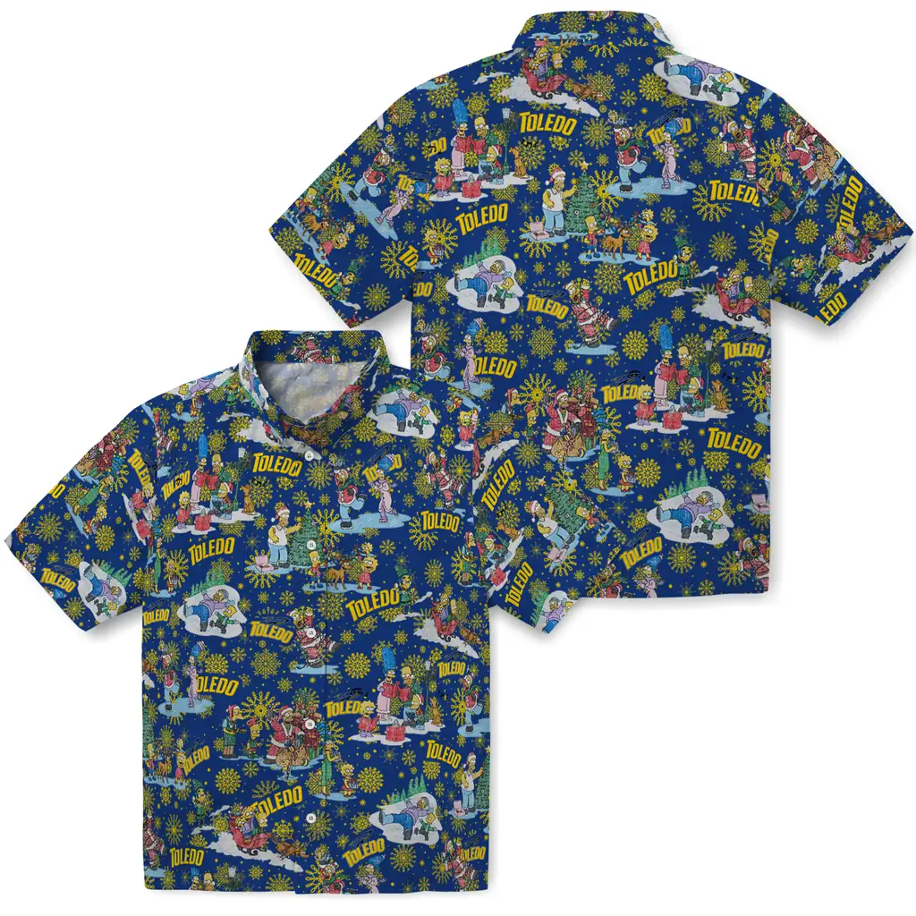 Toledo Rockets Hawaiian Shirt - Simpsons Christmas toledo rockets simpsons christmas blue hawaiian shirts high quality