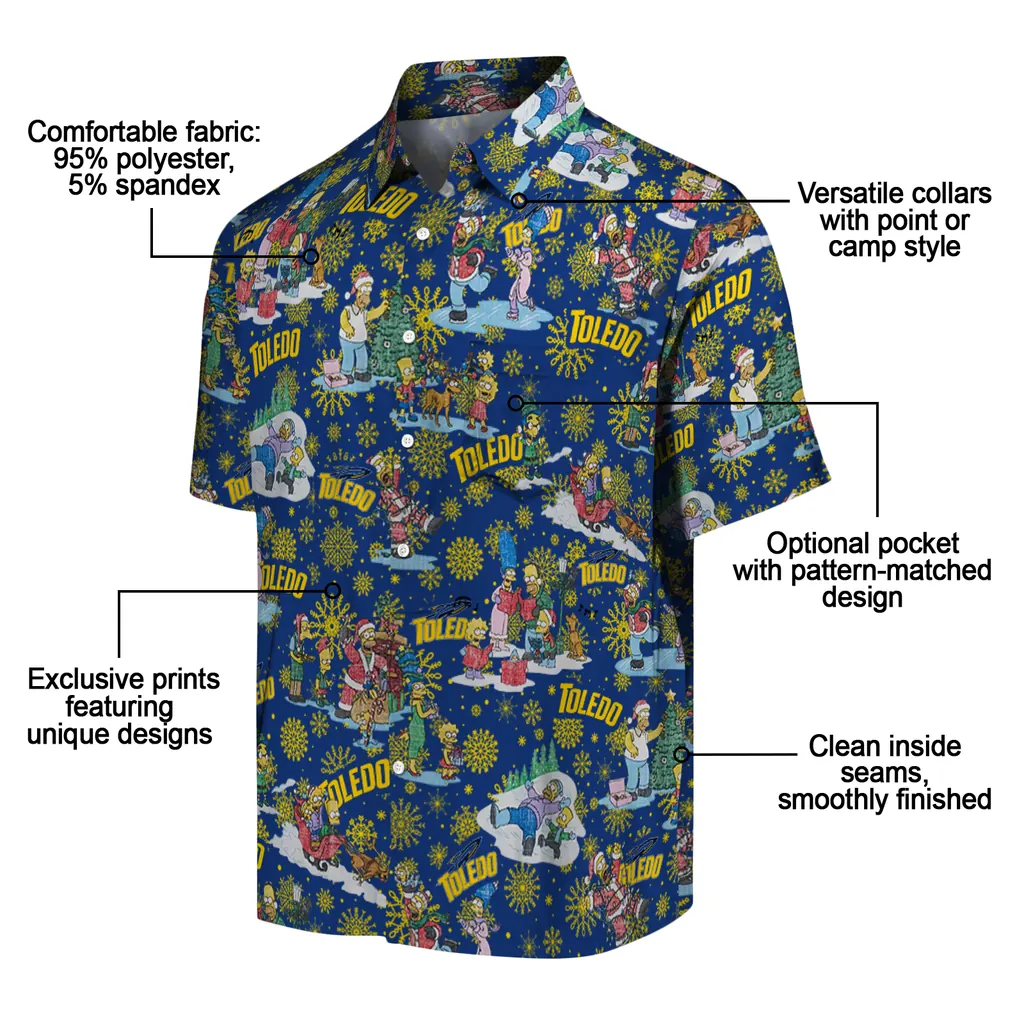 Toledo Rockets Hawaiian Shirt - Simpsons Christmas toledo rockets simpsons christmas blue hawaiian shirts new arrival