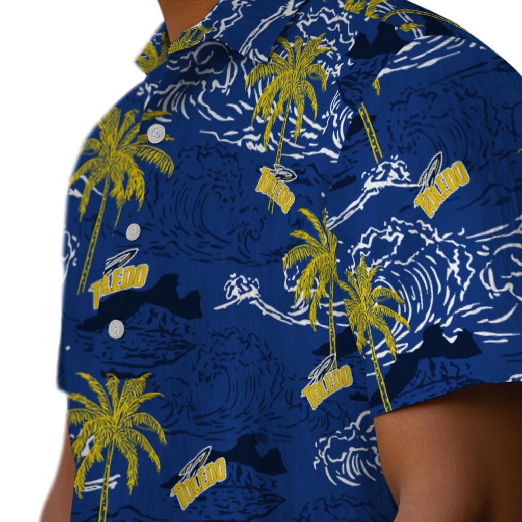 Toledo Rockets Hawaiian Shirt - Wave Palm toledo rockets wave palm blue hawaiian shirts trendy