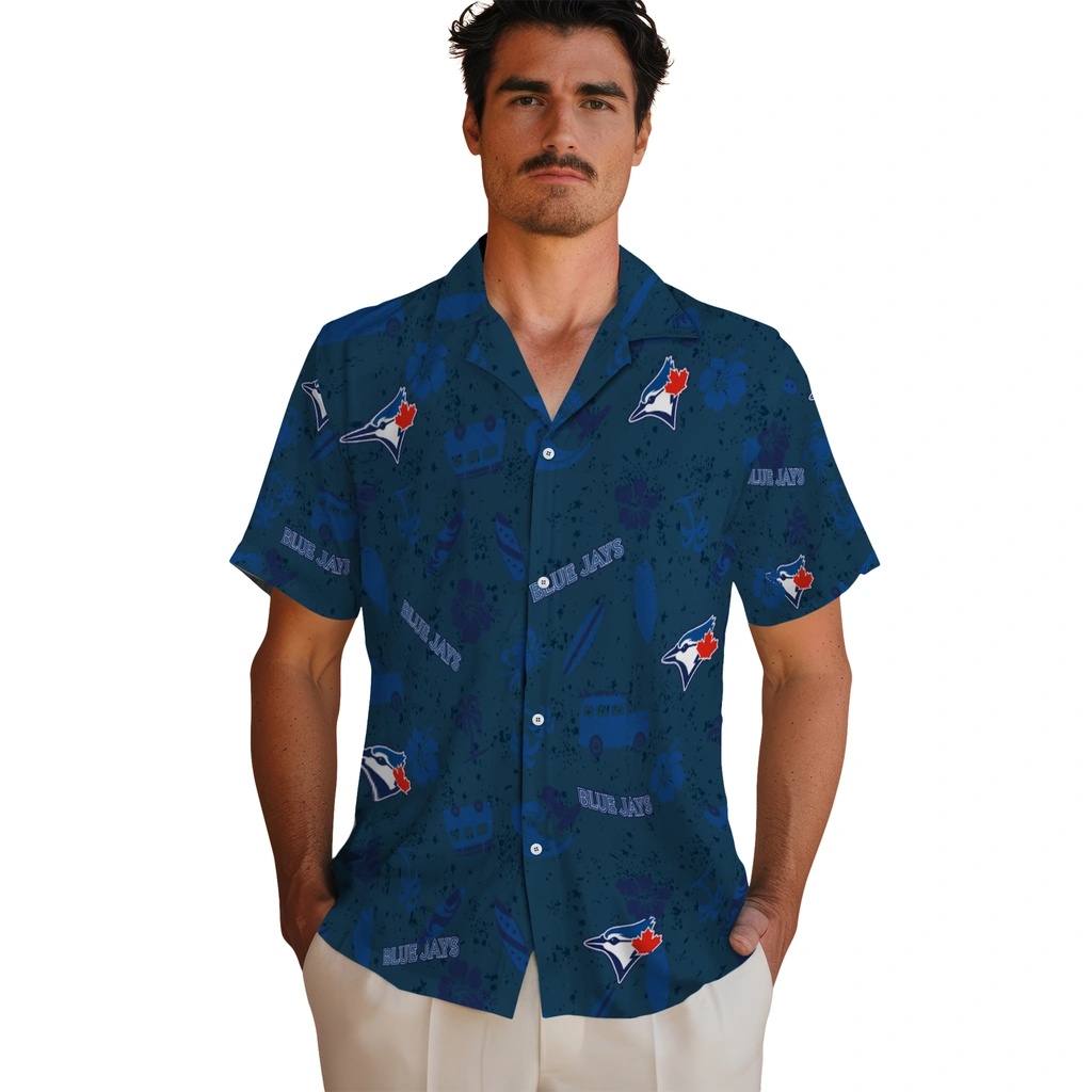 Toronto Blue Jays Hawaiian Shirt - Beach Vibe toronto blue jays beach vibe navy hawaiian shirts fashion forward