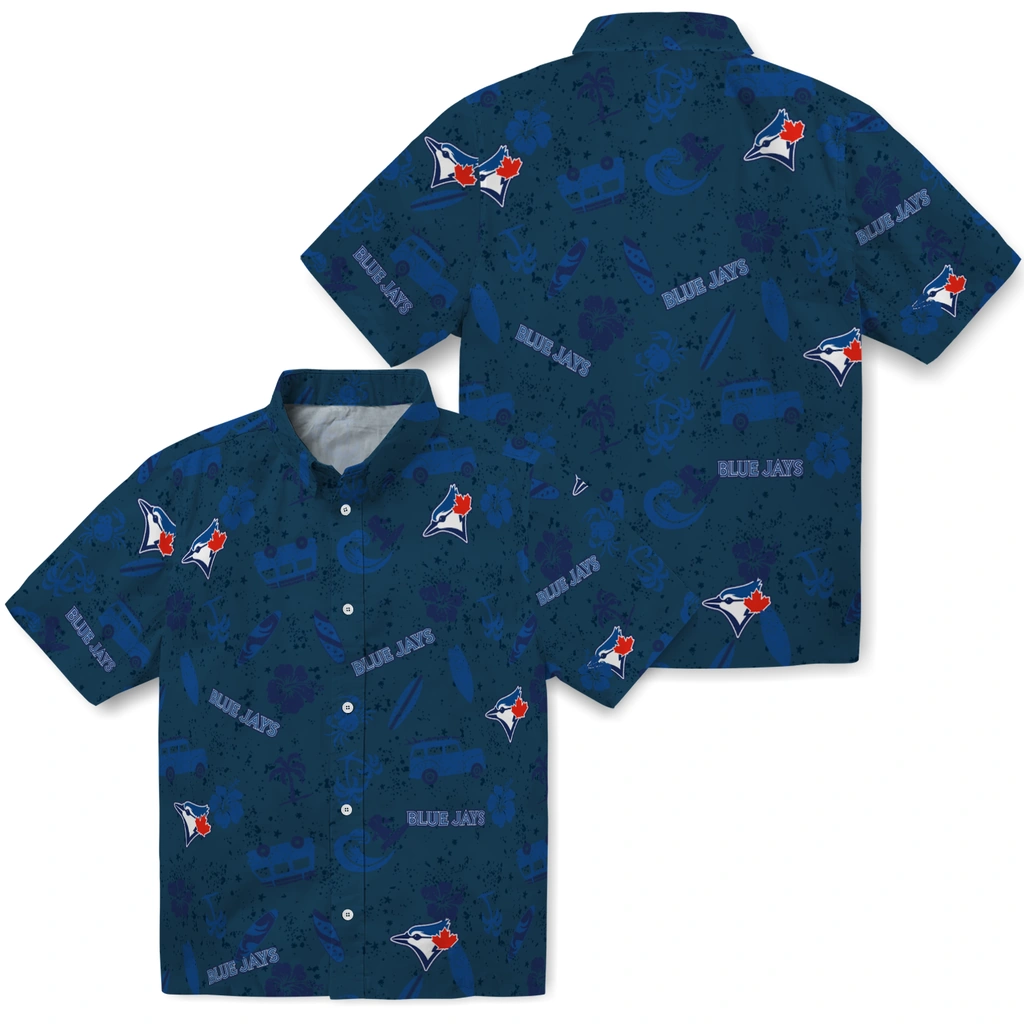 Toronto Blue Jays Hawaiian Shirt - Beach Vibe toronto blue jays beach vibe navy hawaiian shirts high quality