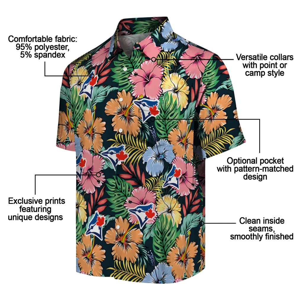 Toronto Blue Jays Hawaiian Shirt - Brilliant Hibiscus Garden toronto blue jays brilliant hibiscus garden hawaiian shirts new arrival