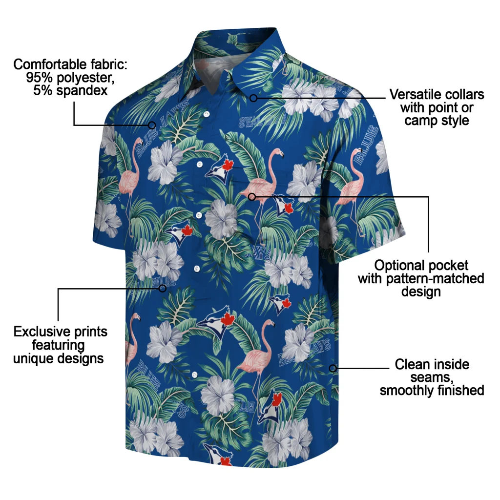 Toronto Blue Jays Hawaiian Shirt - Flamingo and Hibiscus toronto blue jays flamingo palms blue hawaiian shirts new arrival