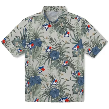 toronto blue jays hibiscus designs beige hawaiian shirts best selling