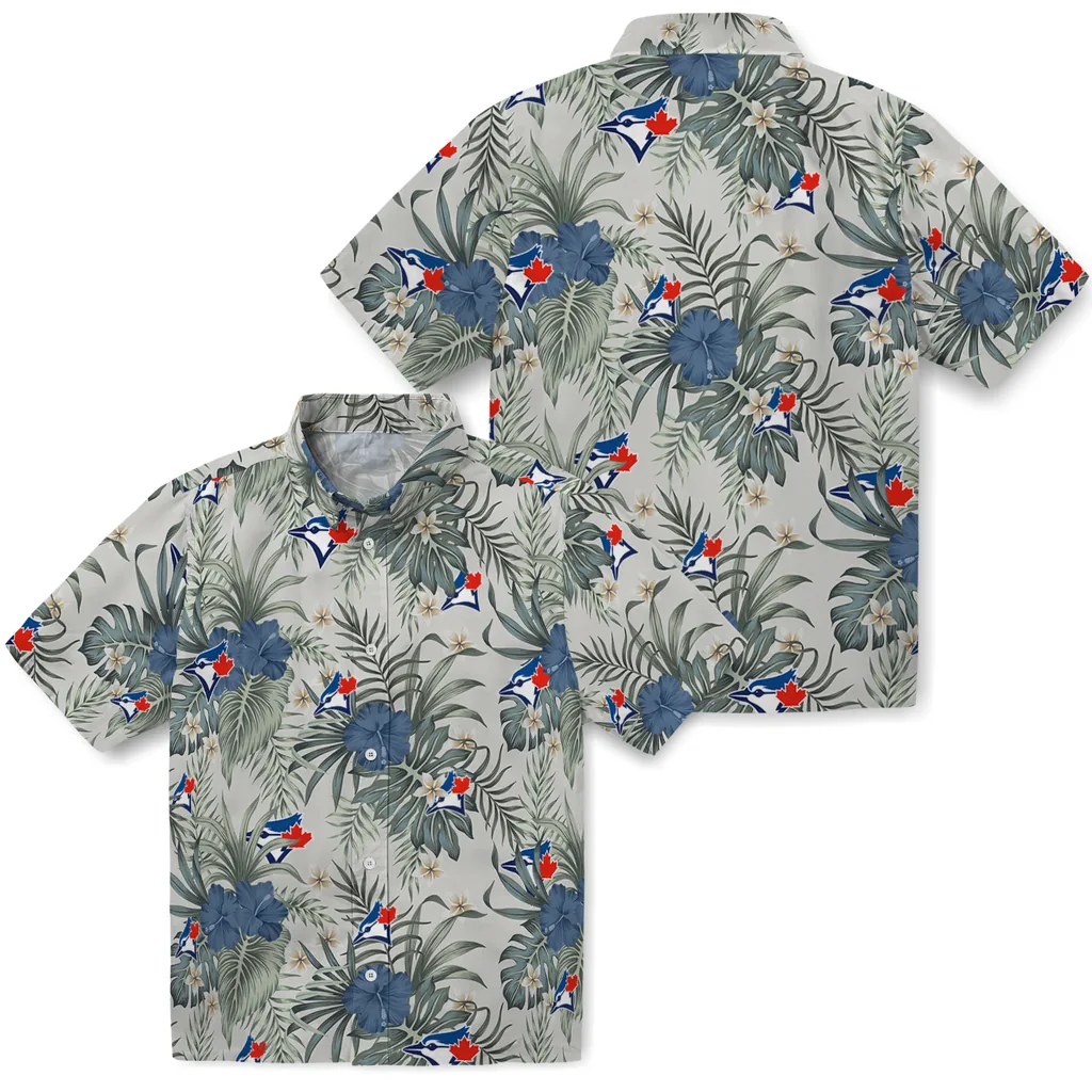 Toronto Blue Jays Hawaiian Shirt - Hibiscus Designs toronto blue jays hibiscus designs beige hawaiian shirts high quality