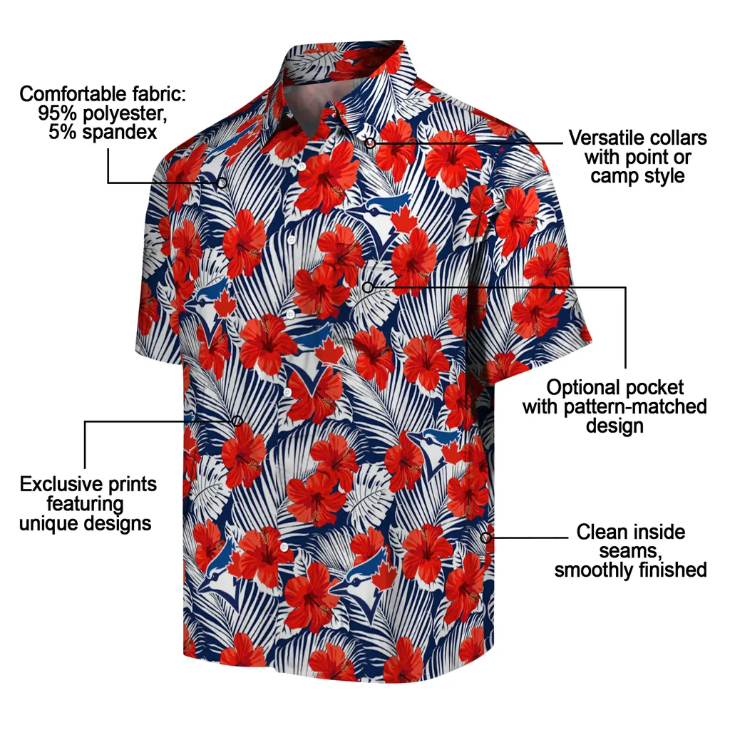 Toronto Blue Jays Hawaiian Shirt - Hibiscus Fiesta toronto blue jays hibiscus fiesta red royal blue hawaiian shirts new arrival