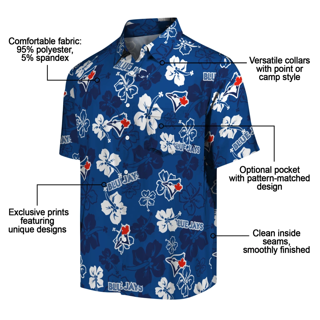 Toronto Blue Jays Hawaiian Shirt - Hibiscus Flower Design toronto blue jays hibiscus bloom blue hawaiian shirts new arrival