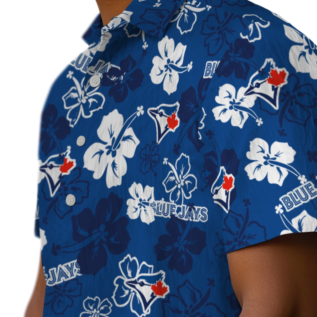Toronto Blue Jays Hawaiian Shirt - Hibiscus Flower Design toronto blue jays hibiscus bloom blue hawaiian shirts trendy