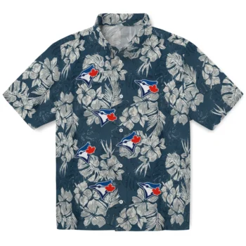 toronto blue jays hibiscus flowers navy blue hawaiian shirts best selling