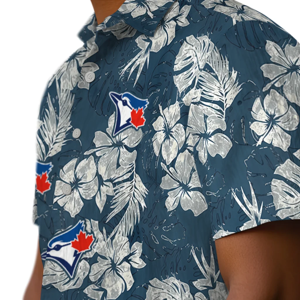 Toronto Blue Jays Hawaiian Shirt - Hibiscus Flowers toronto blue jays hibiscus flowers navy blue hawaiian shirts trendy