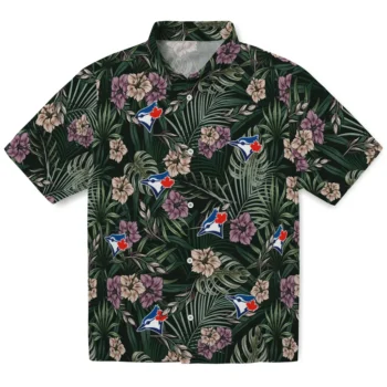 toronto blue jays hibiscus leaves pattern green hawaiian shirts best selling