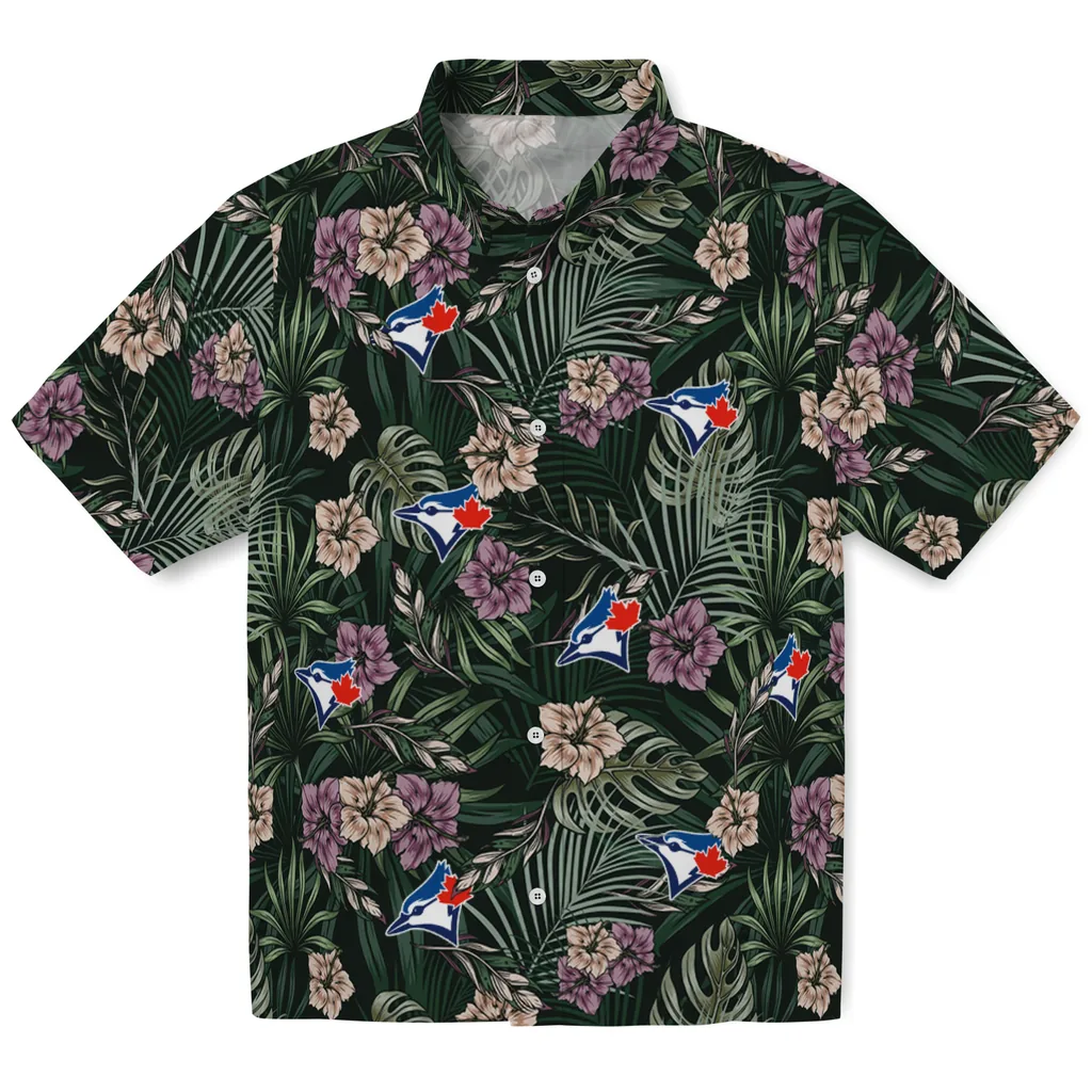 Toronto Blue Jays Hawaiian Shirt - Hibiscus Leaves Pattern toronto blue jays hibiscus leaves pattern green hawaiian shirts best selling