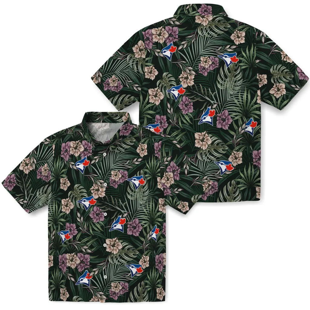 Toronto Blue Jays Hawaiian Shirt - Hibiscus Leaves Pattern toronto blue jays hibiscus leaves pattern green hawaiian shirts high quality