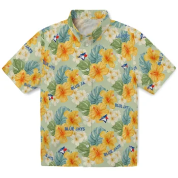 toronto blue jays hibiscus mood pale lime yellow hawaiian shirts best selling
