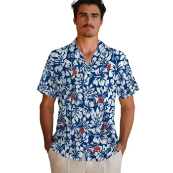 toronto blue jays hibiscus motif blue white hawaiian shirts fashion forward