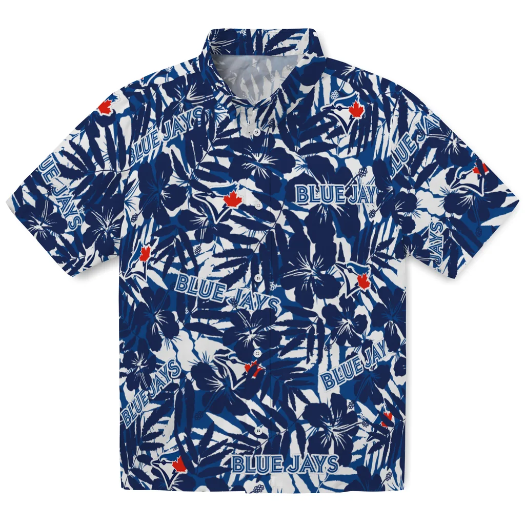 Toronto Blue Jays Hawaiian Shirt - Hibiscus Overlay toronto blue jays hibiscus overlay hawaiian shirts best selling